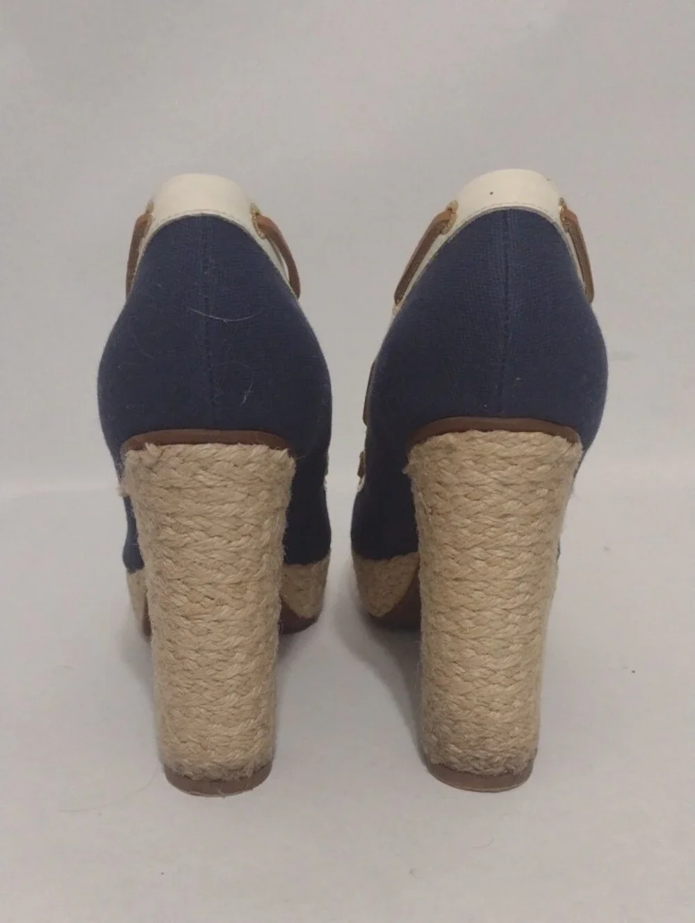 Milly For Sperry Top-Sider Navy High Heeled Espadrille Wedge Shoes (J1229)